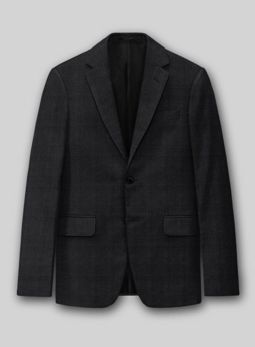 Napolean Artici Windowpane Charcoal Wool Jacket