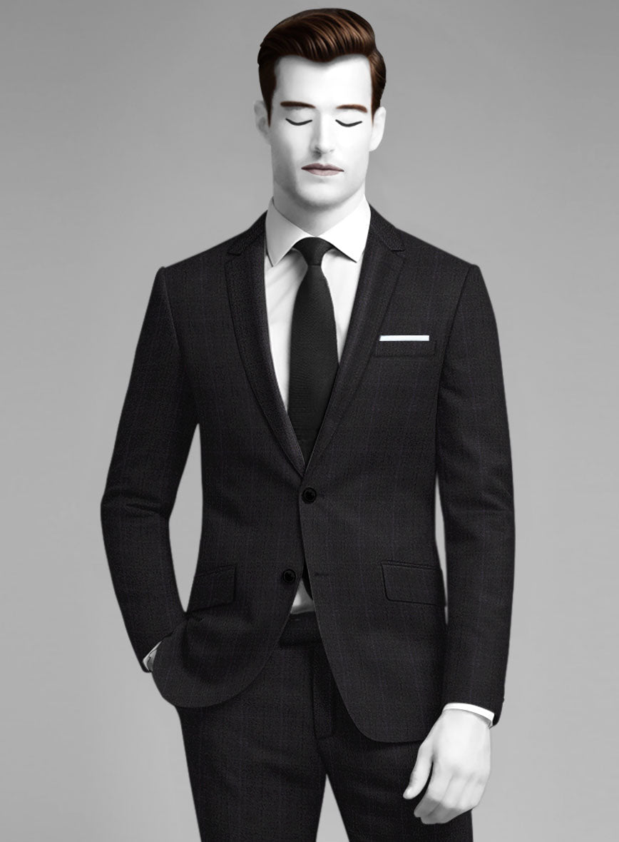 Napolean Artici Windowpane Charcoal Wool Jacket