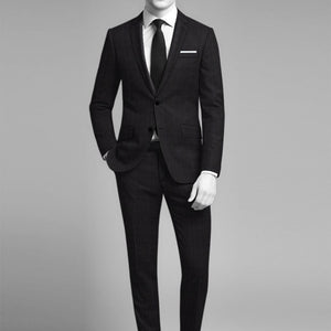 Napolean Artici Windowpane Charcoal Wool Suit