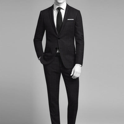 Napolean Artici Windowpane Charcoal Wool Suit