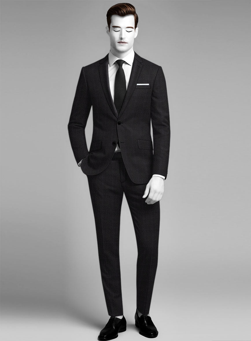 Napolean Artici Windowpane Charcoal Wool Suit