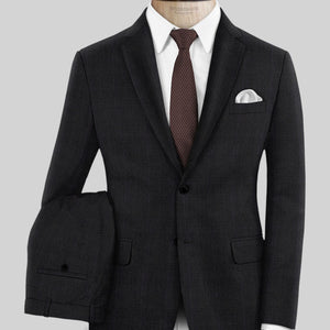 Napolean Artici Windowpane Charcoal Wool Suit