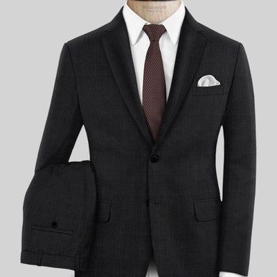 Napolean Artici Windowpane Charcoal Wool Suit