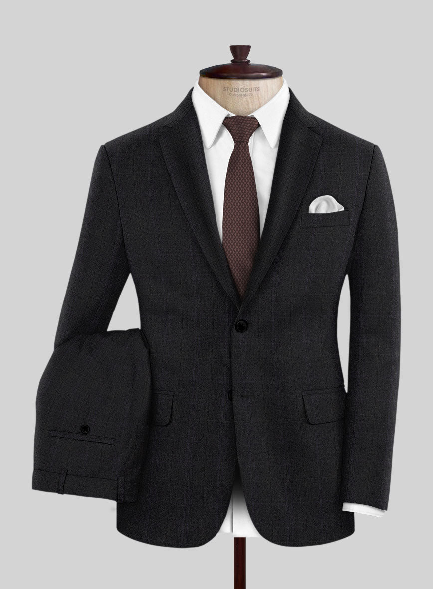 Napolean Artici Windowpane Charcoal Wool Suit