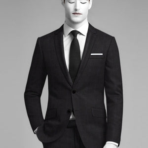 Napolean Artici Windowpane Charcoal Wool Suit
