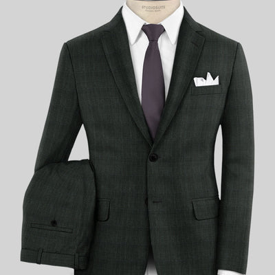 Napolean Esso Tartan Olive Wool Suit