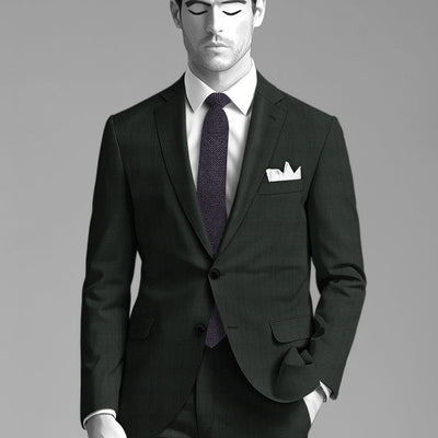 Napolean Esso Tartan Olive Wool Suit