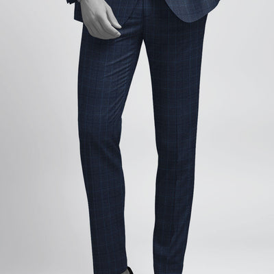 Napolean Porter Prince Of Wales Blue Wool Pants