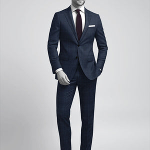 Napolean Porter Prince Of Wales Blue Wool Suit