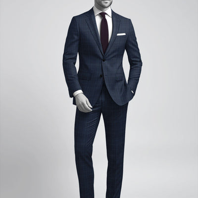 Napolean Porter Prince Of Wales Blue Wool Suit