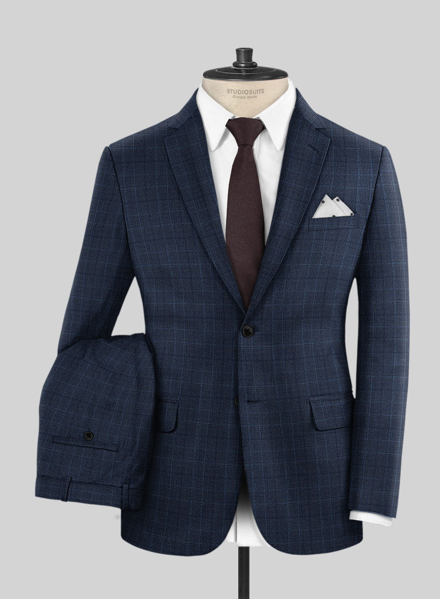 Napolean Porter Prince Of Wales Blue Wool Suit