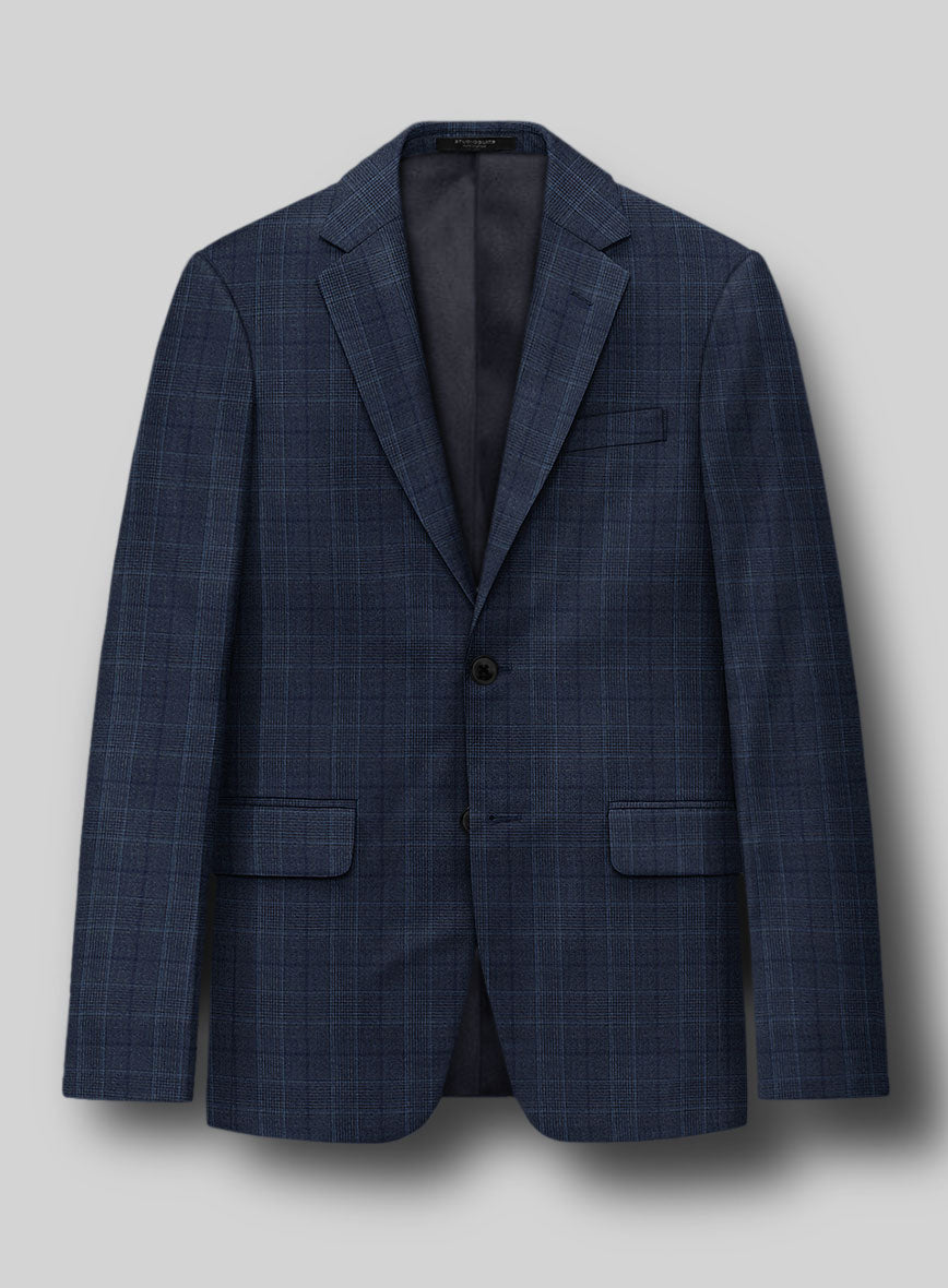 Napolean Porter Prince Of Wales Blue Wool Suit