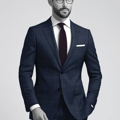 Napolean Porter Prince Of Wales Blue Wool Suit