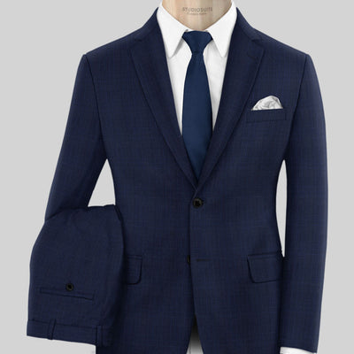 Napolean Xina Tartan Blue Wool Suit