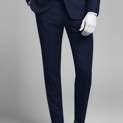 Napolean Xina Tartan Blue Wool Suit