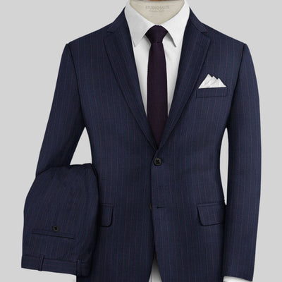 Napolean Abelino Stripe Blue Wool Suit