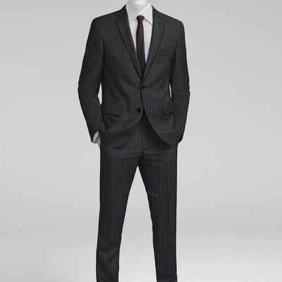 Napolean Abelino Stripe Black Wool Suit
