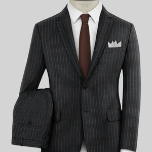 Napolean Abelino Stripe Black Wool Suit