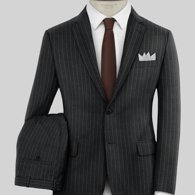 Napolean Abelino Stripe Black Wool Suit