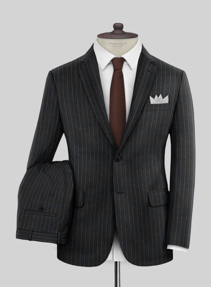 Napolean Abelino Stripe Black Wool Suit