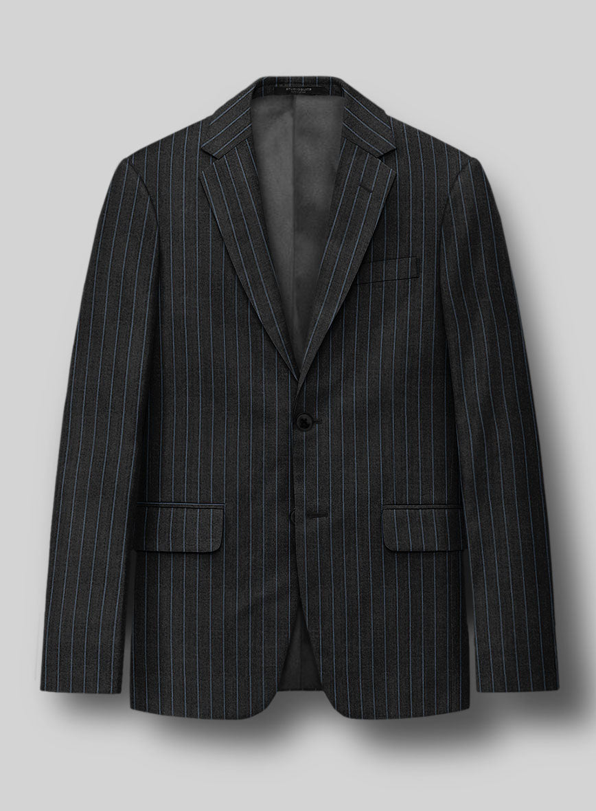 Napolean Abelino Stripe Black Wool Suit