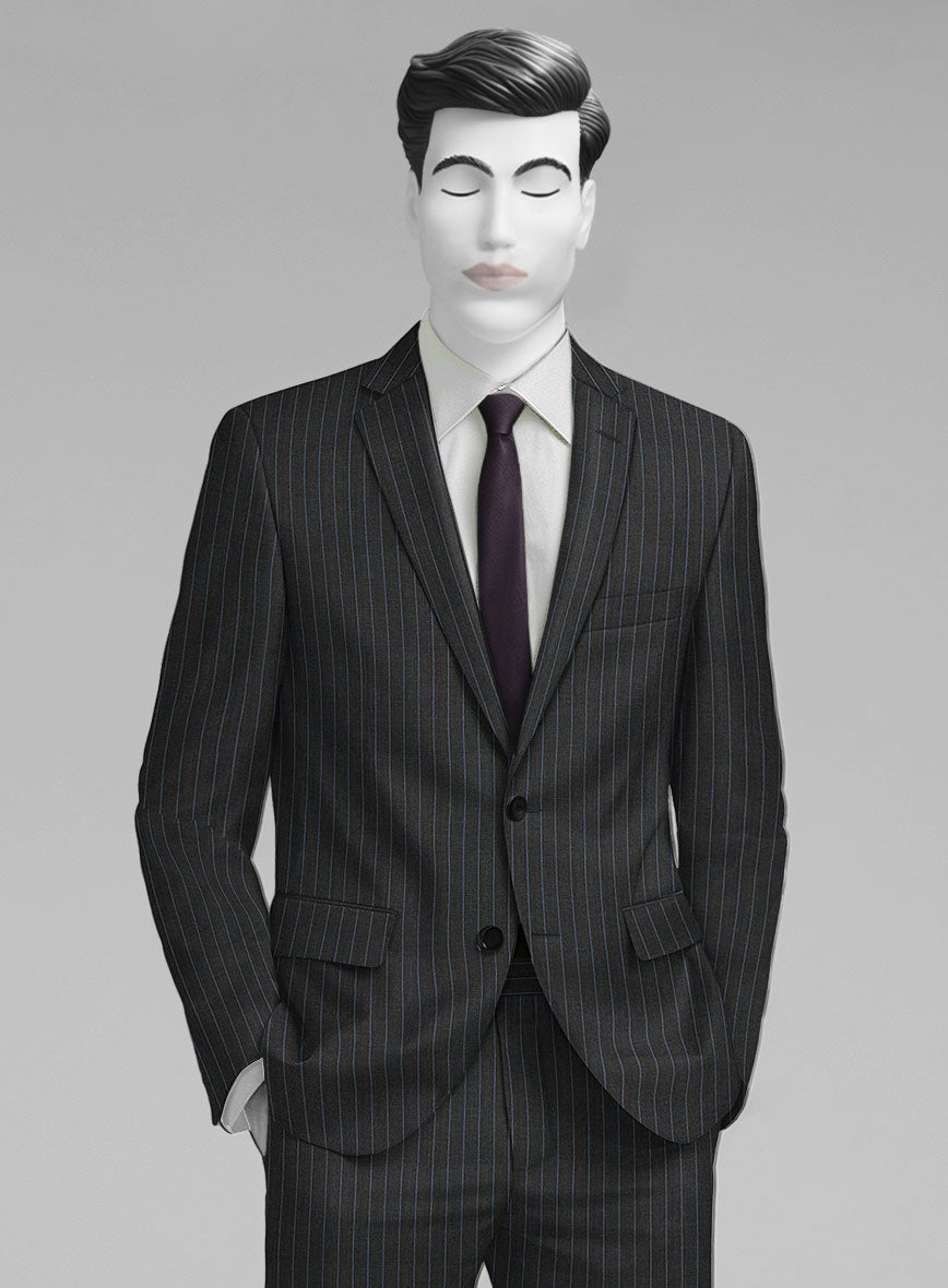 Napolean Abelino Stripe Black Wool Suit