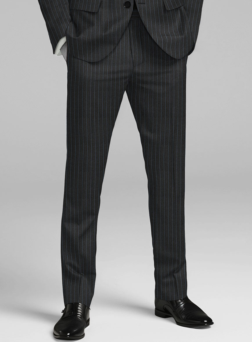 Napolean Abelino Stripe Black Wool Suit