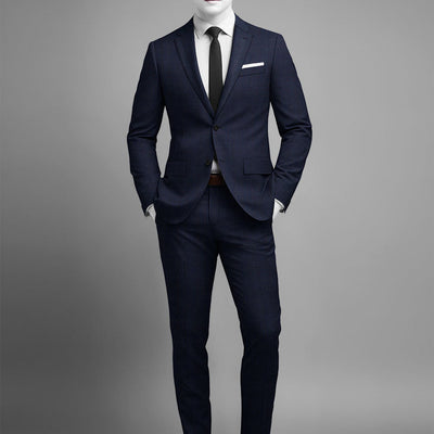 Napolean Alda Gingham Blue Wool Suit