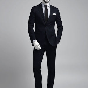 Napolean Alda Gingham Dark Blue Wool Suit