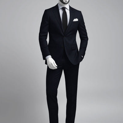 Napolean Alda Gingham Dark Blue Wool Suit