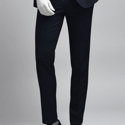 Napolean Alda Gingham Dark Blue Wool Suit