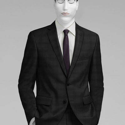 Napolean Brook Overcheck Black Wool Suit