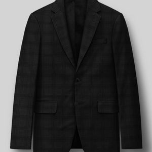 Napolean Brook Overcheck Black Wool Suit