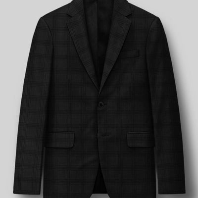 Napolean Brook Overcheck Black Wool Suit