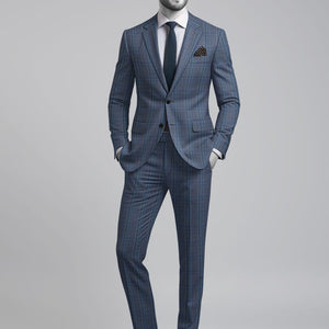 Napolean Canzo Glen Blue Wool Suit