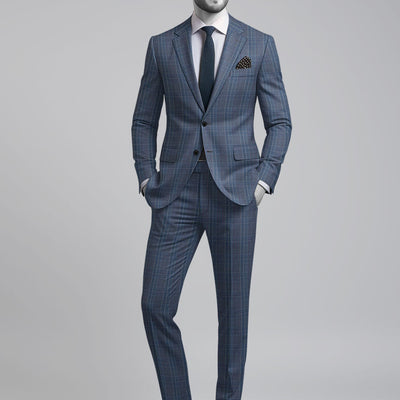 Napolean Canzo Glen Blue Wool Suit