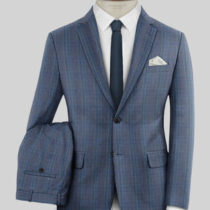 Napolean Canzo Glen Blue Wool Suit