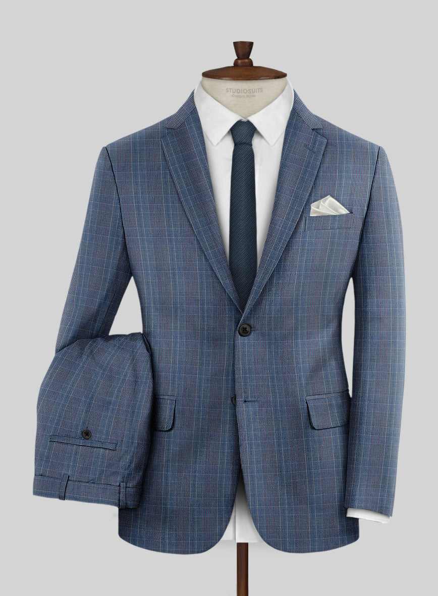 Napolean Canzo Glen Blue Wool Suit