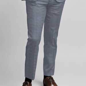 Napolean Canzo Glen Light Blue Wool Pants