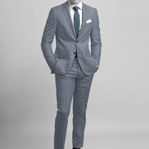 Napolean Canzo Glen Light Blue Wool Suit