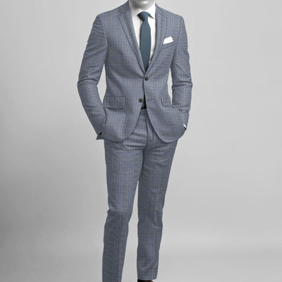 Napolean Canzo Glen Light Blue Wool Suit