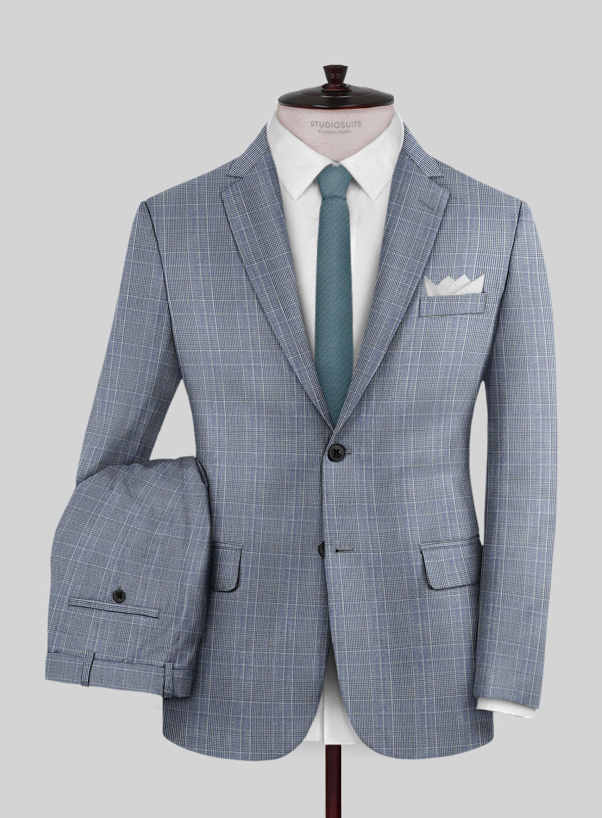 Napolean Canzo Glen Light Blue Wool Suit