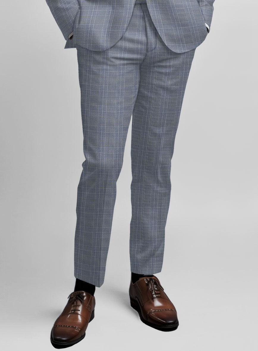 Napolean Canzo Glen Light Blue Wool Suit