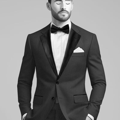 Napolean Cavalry Twill Charcoal Wool Tuxedo Jacket