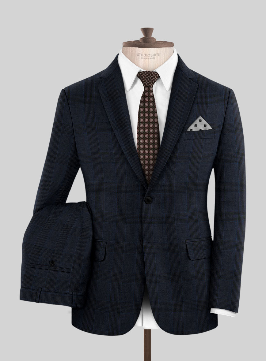 Napolean Devon Check Blue Wool Suit