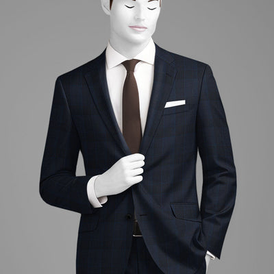 Napolean Devon Check Blue Wool Suit