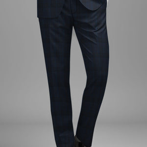 Napolean Devon Check Blue Wool Suit