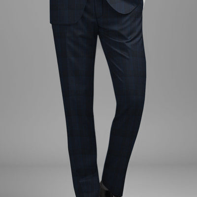 Napolean Devon Check Blue Wool Suit