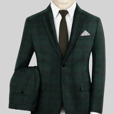 Napolean Devon Check Green Wool Suit