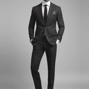 Napolean Esso Tartan Charcoal Wool Suit